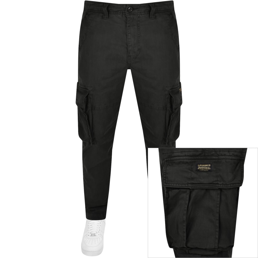 Superdry Core Cargo Trousers Washed Black Mainline Menswear Canada